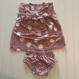 Little Millie Floral Dress Bloomers Diaper Cover Mauve Size Baby Girls 3 Months